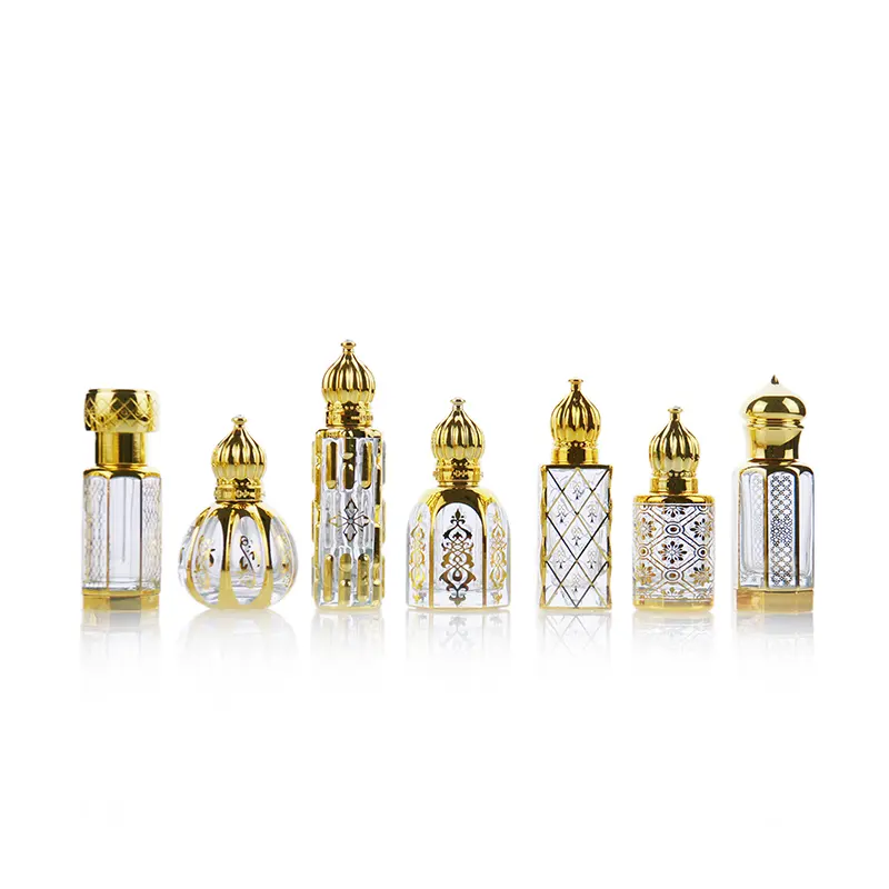 Frasco de perfume para óleo essencial, garrafa de vidro de luxo 3ml/6ml/12ml, árabe, médio, leste, árabe, dubai, para óleo essencial