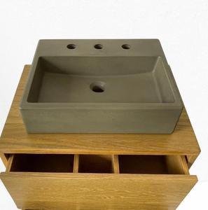 Viet Nam Design moderne OEM artisanat ciment meubles de salle de bain béton chêne bois évier armoire comptoir égouttoir pour Villas - Product Image 2