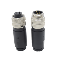 Conector Circular Industrial Impermeable DIN IP67 de 7/8, 4 Pines, 300V, 10A, Macho y Hembra, con Carcasa de PC