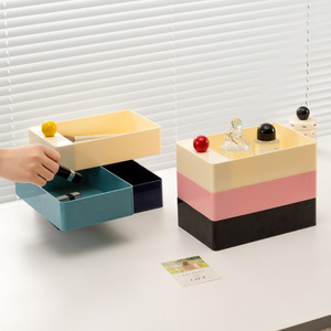 <span class=keywords><strong>Caja</strong></span> de Almacenamiento de Joyas de Plástico con Diseño de Dopamina Multicapa, Capacidad de 1 Litro, Diseño Giratorio para Dormitorio, Guardarropa, Estilo Nórdico, <span class=keywords><strong>Caja</strong></span> de Cosméticos - Product Image 1