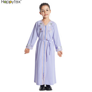 Vestido Largo Musulmán Bordado Abaya, Ropa Islámica Infantil Árabe, Vestido Musulmán Suave con Cuello en V para Niñas, para el Hogar y Vacaciones - Product Image 6