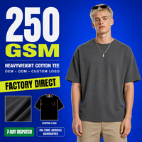Kaos Pria 250GSM Heavyweight Kerah Bulat Lengan Pendek Pendingin Bordir Logo Sablon Pakaian Kerja OEM ODM Pemasok Grosir