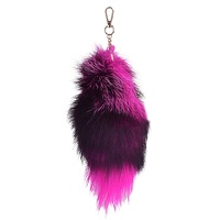 Porte-clés en fourrure de renard véritable de 7 pouces, longue et naturelle, pendentif queue de renard pour cosplay, mignon, pour femmes