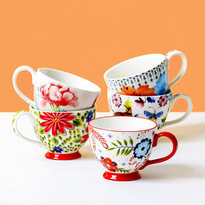 Taza de Cerámica Pintada a Mano Estilo Americano, Taza Creativa Estilo Pastoral, Taza de Gran Capacidad para <span class=keywords><strong>Desayuno</strong></span>, Taza para Avena - Product Image 1