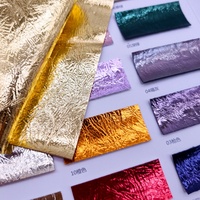 Cuir synthétique PU métallisé froissé brillant effet feuille d'aluminium pour sacs et boîtes à bijoux