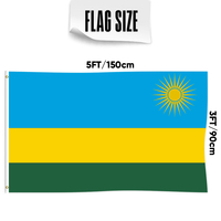 Vente en gros 3x5ft Drapeaux du Rwanda Polyester 68D/100D Personnaliser toutes les nations expédition rapide Fournisseur fiable livraison rapide