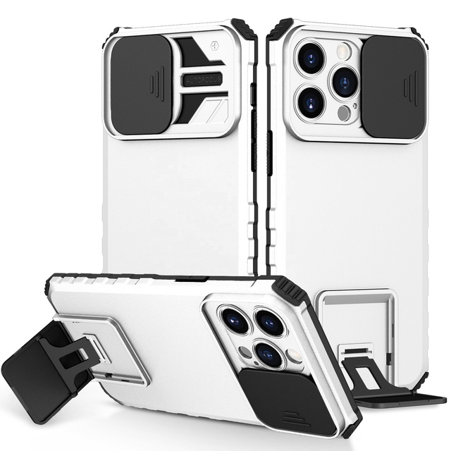 Slide Camera Lens Protector Phone case for iPhone 14 14 Pro Multi Functional Invisible Kickstand case for iPhone 14 Pro Max