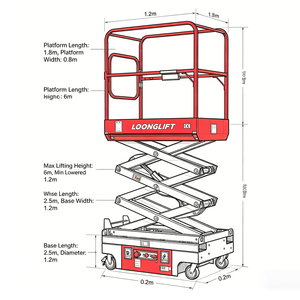 Plateforme élévatrice mobile à ciseaux, hauteur de plateforme 3-3,9 m, capacité de charge 240 kg, 1 personne, faible garde au sol - Product Image 2