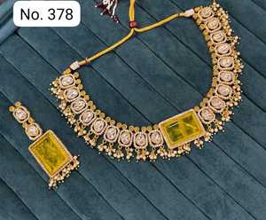 Gargantilla de latón hecha a mano, conjunto de collar, perlas blancas, piedras para bodas, compromisos, aniversarios, fiestas, gran idea de regalo - Product Image 4