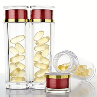 Bouteilles en plastique à double paroi en acrylique réutilisables de 120 ml avec bouchon à vis pour pilules médicinales et soins de santé