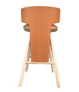 Modern Luxury Wooden <b>Bar</b> <b>Stool</b> Solid Ash Wood Counter Height Chair with <b>Leather</b> Backrest for <b>Bar</b> - Product Image 3