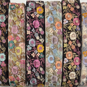 Muestras gratis de moda al por mayor Gran oferta bordado Gota encaje ajuste lentejuelas flor diseño hecho a mano 100% algodón para vestidos de novia - Product Image 2