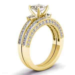 Anello di Fidanzamento H445 con Diamante Taglio Principessa in Oro Massiccio 18K, Diamante Naturale Colore D per Donna - Product Image 2