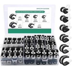 Sanya Cable <b>Clamp</b> Kit 304 Stainless Steel Rubber Coated 7 Sizes For Cable Fixation - Product Image 1