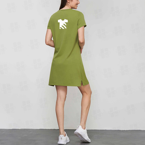 Wholesale Solid Color Breathable Cotton Jersey T Shirt Dress Custom Logo Crew Neck Short Sleeve Custom Women Casual <b>Mini</b> Dress - Product Image 4
