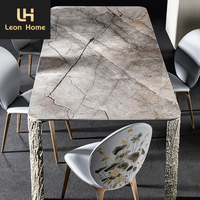 Fabricant table de meubles de salle à manger personnalisés avec plateau en marbre et base en acier inoxydable table de salle à manger personnalisée moderne de luxe