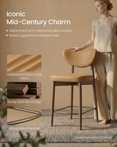 <span class=keywords><strong>VASAGLE</strong></span> - Juego de 2 Sillas de Bar de Lujo Modernas de Madera con Asiento de Cuero Sintético Marrón Caramelo y Patas Cónicas - Product Image 4