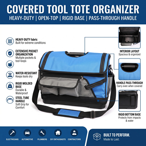 Sac à outils personnalisé de 16 pouces, système de transport multi-poches imperméable, organisateur d'équipement professionnel pour la maçonnerie et l'entretien - Product Image 1