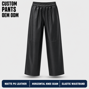 <span class=keywords><strong>Pantaloni</strong></span> Neri da Uomo Personalizzati <span class=keywords><strong>in</strong></span> <span class=keywords><strong>Ecopelle</strong></span> di Alta Qualità, Gamba Larga Dritta, <span class=keywords><strong>Vita</strong></span> Elastica, Tasche, per Streetwear Casual - Product Image 1