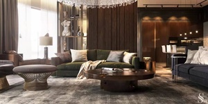 Tavolino da Caffè Rotondo in Legno Dorato di Lusso per <span class=keywords><strong>Arredamento</strong></span> Soggiorno - Product Image 6