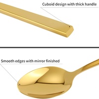 Ensemble de couverts en acier inoxydable doré 5 pièces, couteau, fourchette, cuillère à manche carré, pour hôtel, restaurant, mariage