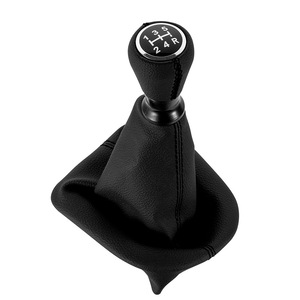 Couvercle de pommeau de levier de vitesse pour Peugeot, en cuir noir avec surpiqûres, protection anti-poussière pour remplacement et réparation - Product Image 1