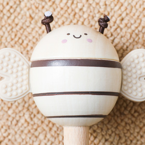 Jouet musical éducatif en bois Montessori pour enfants, <span class=keywords><strong>hochet</strong></span> apaisant, anneau de dentition, <span class=keywords><strong>hochet</strong></span> pour bébé en forme d'animal - Product Image 3