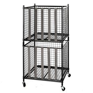 Chariot roulant en métal avec cadre robuste et solide, 4 roues à blocage, lot de 2, rangement et organisation - Product Image 1