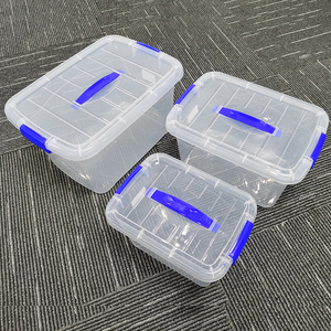 Limpar PP Plástico Caixa De Armazenamento Durável <span class=keywords><strong>7.5L</strong></span>-13L-20L Organizadores Travamento Handle Rodas Tampas Empilháveis para Alimentos Ordem Mínima 3pcs - Product Image 2