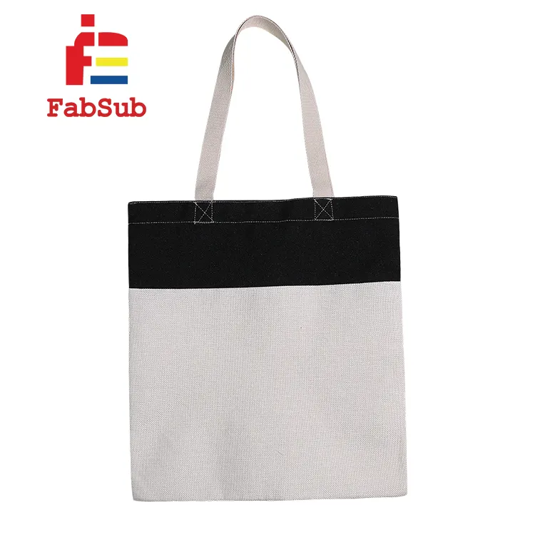 Blancs Sublimation Totes Lavable DIY Réutilisable Tissu Sacs D'épicerie Polyvalent Polyester Coton Lin Sacs Fourre-Tout avec Poignées