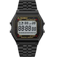 Montre numérique Azan pour homme : Heures de prière musulmanes, Adhan, Alfajr, Qibla – Montre religieuse de poignet