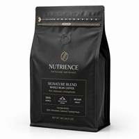 Sachets personnalisés imprimés à fond plat refermables avec fermeture éclair et boutons-pression latéraux pour grains de café