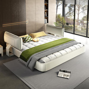 Cadre de lit King Size Cloud avec tête de lit rembourrée surdimensionnée et mobile, lit rembourré en chenille avec coins arrondis - Product Image 4