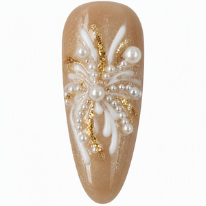 Faux ongles personnalisés faits à la main, dorés, pailletés, perlés, floraux, couvrants, 10 pièces pour doigts - Product Image 4