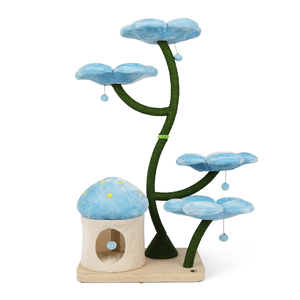 Torre de gato Floral de lujo moderna, árbol y rascador de madera para gatos con flores, regalo para gatos y condominio, muebles para gatos de primera calidad - Product Image 6