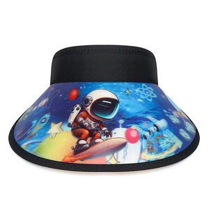 Kids Cartoon Visor Sun <b>Hat</b> <b>Summer</b> Sunscreen Breathable Unisex 4-10 Years Old Flat Brim Polyester Outdoor Protection - Product Image 2