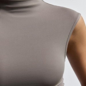 Women's High Quality <b>Crop</b> <b>Tops</b> Custom Logo Fitness Casual - Product Image 3