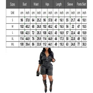 Conjunto de Dos Piezas Sexy Personalizado 2026 para Mujer, Chaqueta de Cuero PU con Cremallera y Pantalones Cortos, Top Corto Ajustado con Cuello en V, Ropa de Club, Moda para Adultos - Product Image 4