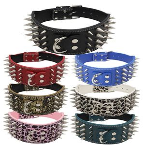 Collares de perro de <span class=keywords><strong>3</strong></span> pulgadas de ancho con tachuelas de cuatro filas - Product Image 2