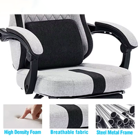 Silla de Juego Ergonómica con Reposapiés, Piel Sintética, Giratoria, Reclinable y con Reposabrazos Extensibles, Base de Acero para Oficina en Casa