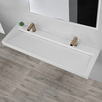 Kkr Bassin d'hôtel à suspension murale haut de gamme à surface solide moderne avec égouttoir aspect marbre certifié CUPC