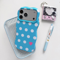 Coque de téléphone portable antichoc 2-en-1 détachable en TPU+PC de haute qualité, motif pois et cœurs, style Ins, pour 14/15/16/17 Pro Max