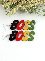 Pendientes de madera estampado León Rasta