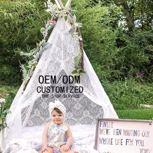 Tenda da gioco pieghevole per bambini, tenda teepee in tessuto con quattro pali, gioco morbido per interni - Product Image 2