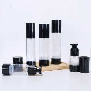 30ml 50ml 100ml Clear Black Custom Foundation <b>Bottle</b> Airless Plastic Lotion <b>Pump</b> <b>Bottle</b> With Custom Logo Cosmetic - Product Image 2