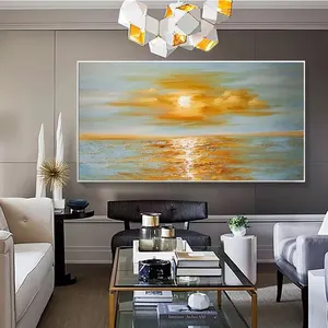 100% 手客厅家居装饰礼品沙滩日落海景抽象现代抽象风景油画