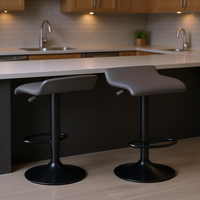 Ensemble de tabourets de bar Tarah, 2 pièces, noir et gris ardoise, siège pivotant réglable, design moderne et contemporain, cadre en métal et cuir synthétique