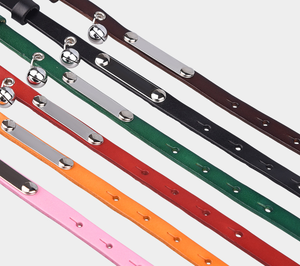 <span class=keywords><strong>Collar</strong></span> personalizado de lujo ajustable para mascotas, <span class=keywords><strong>collar</strong></span> de gato de cuero auténtico, con campana - Product Image 2
