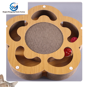 Papan gores kucing gaya Modern, mainan Lacak kertas bergelombang Panel serbuk kayu putar untuk kucing dikemas karton - Product Image 5