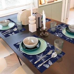 Set of 4 Reusable Blue Winter <b>Snowflakes</b> Non-Slip Heat-Resistant Washable <b>Placemats</b> - Product Image 6